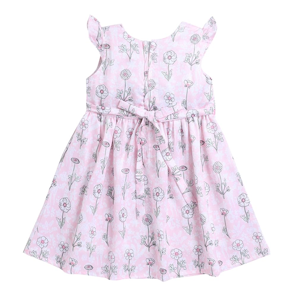 Hopscotch Girls Cotton All Over Print Casual Dress in Pink Color for Ages 18-24 Months (TTQ-4640062)