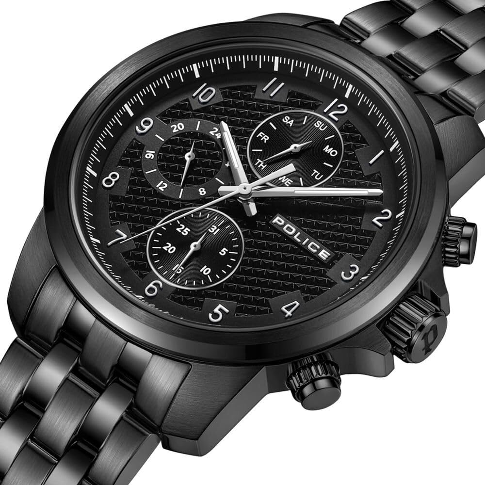Police Quartz Multifunction Black dial Metal Strap Watch for Men-PLPEWJK0021504