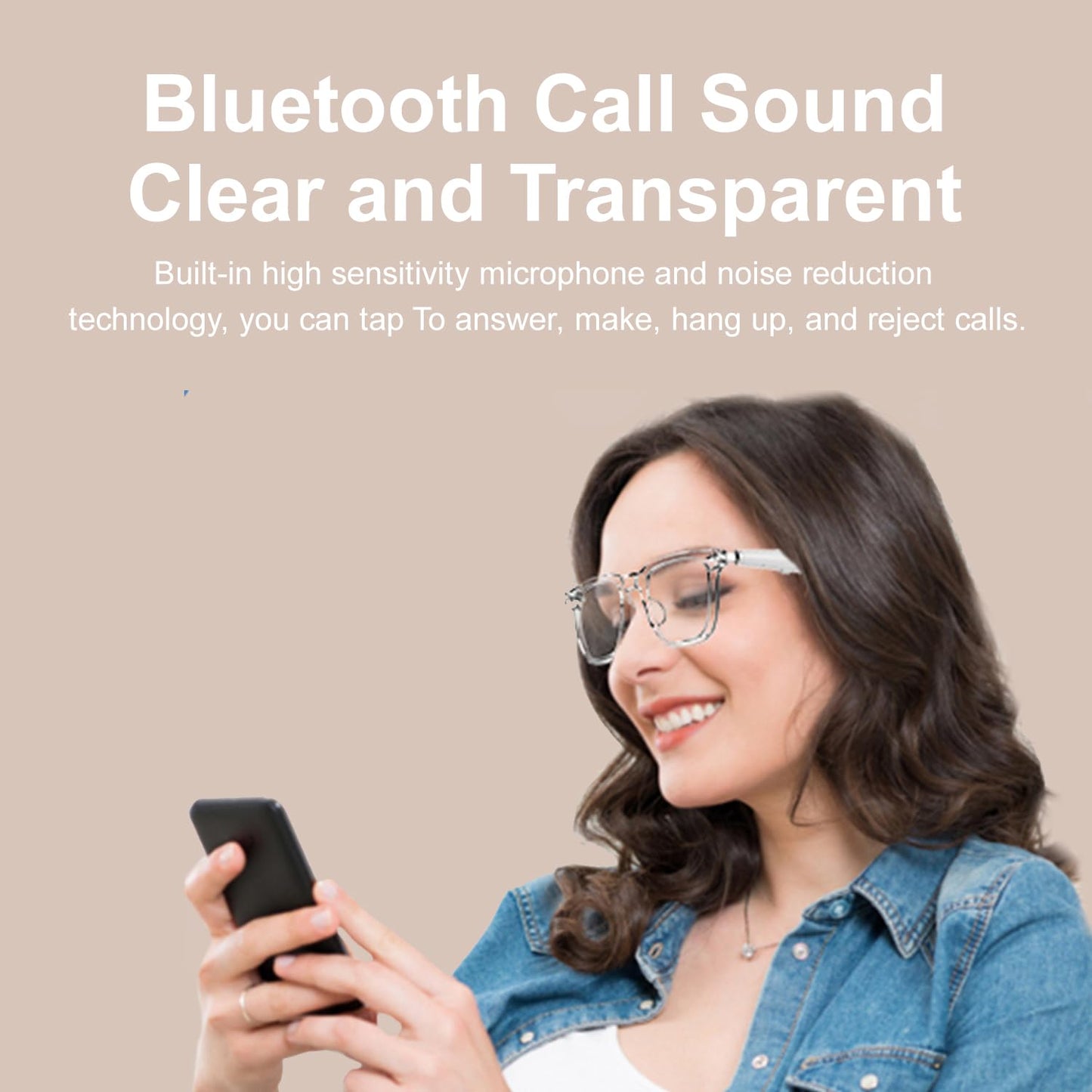 Tunifi G01 Smart Glasses Wireless Bluetooth with Magnetic Charging Hands-Free Calling, Anti-Blue Light, Sport Headset, Eyewear Intelligent Eyeglasses (White)