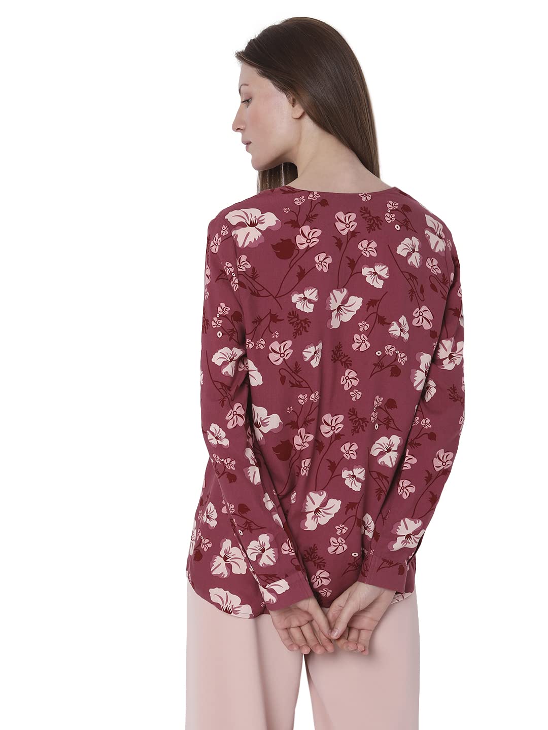 VERO MODA Women's Solid Regular Fit T-Shirt