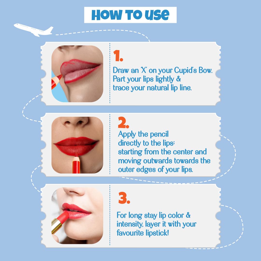 Lovechild Masaba Passport Pucker Lip Liner | Upto 7 hours Long Lasting | Matte Finish | Waterproof | Siesta (Coral), 1.2gm