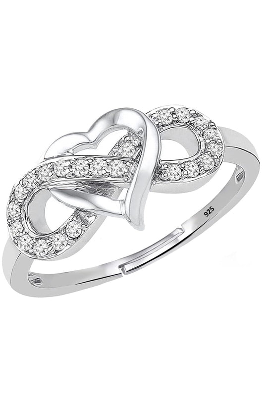 THE MARKETVILLA Pure 925 Sterling Silver Rings for Women, Infinity Ring for Women - Ring for Girlfriend, Silver Rings for Girls, Heart Infinity Style Ladies Anguthi (Adjustable size)