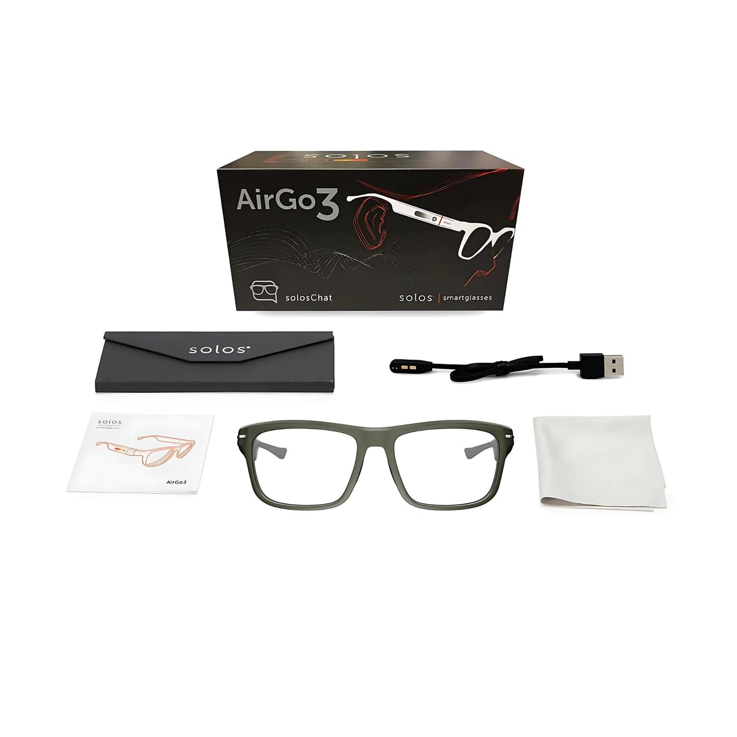 SOLOS AI Powered Glasses | Argon X | Metallic Gray | Lenses Integrated ChatGPT for Travel and Real Time Translation | Stereo Speakers | Compatible with iOS and Android