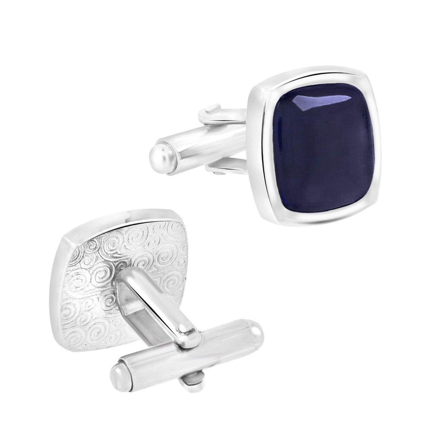 Zivom® Indigo Blue Silver Office Formal Shirt Blazer Cufflinks Pair Men Gift Box
