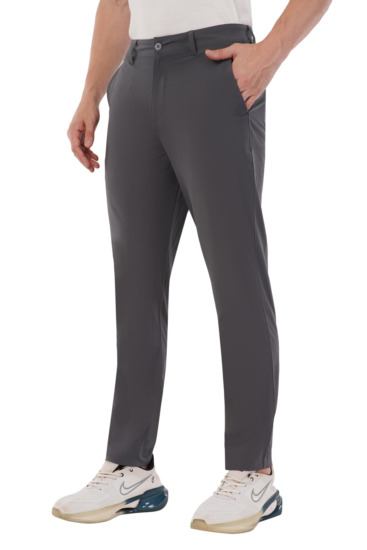 SaintX Men's Premium 4-Way Stretchable Formal Summer Pants | Stylish Slim Fit Multi-Purpose Athleisure Trousers | Business Casual Office/Anytime Wear | Ultra Soft Feather Touch Sunscreen Fabric