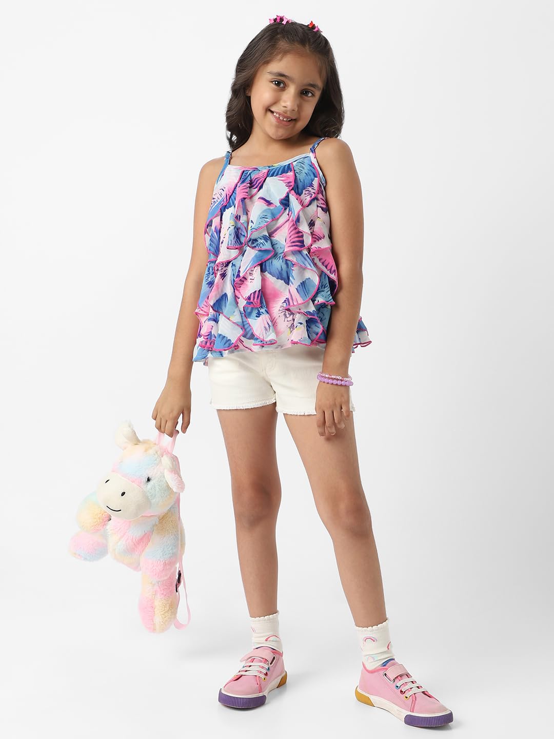 Nautinati Girls Printed Cotton Blend Top | Age 4–8 Years Multicolour