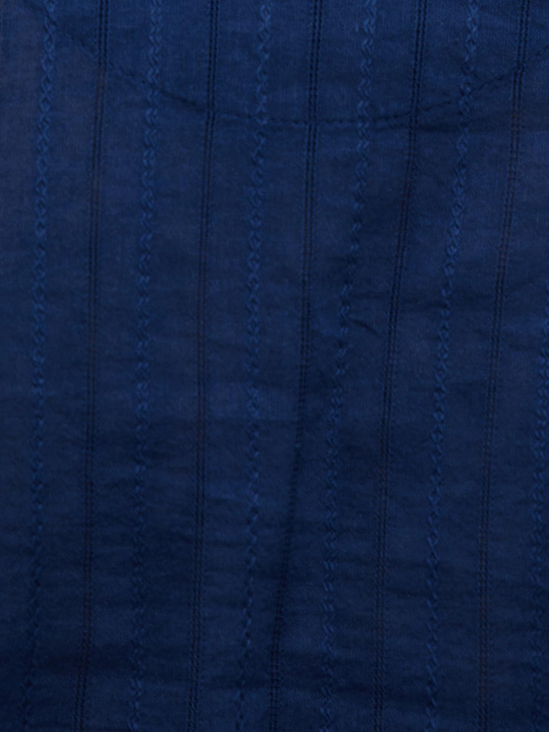 Max Men's Long Sleeves Regular Fit Band Collar Waist Length Cotton Kurta (Blue_M)