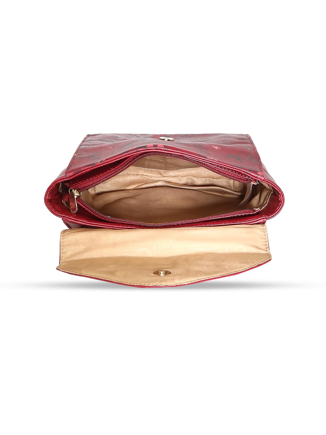 Caprese Snow Casual Backpack, Medium | Floral Print Backpack for Women with Comfortable Shoulder Handles, Premium Metal Logo & Secure Zip Closure | for Everyday Outings, College and Travel (Maroon)