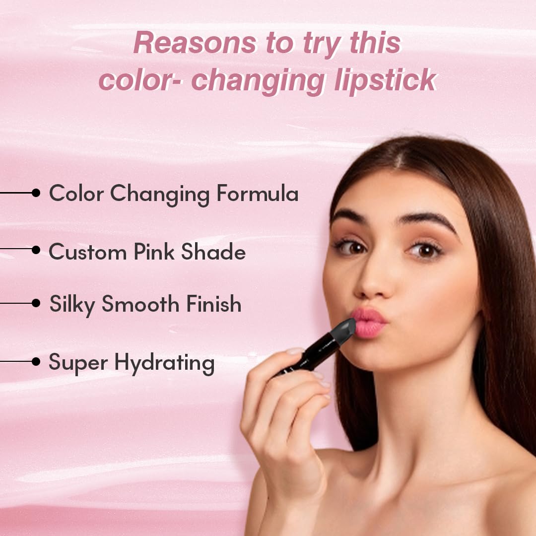 Glamveda Ph Lipstick (Pack of 3) | Color Changing Black Lipstick With Glossy Pink Payoff | Long Lasting Nourishment, SPF 10, Enriched With Vitamin E & Jojoba Oil| Vegan & Paraben Free | 4 gm