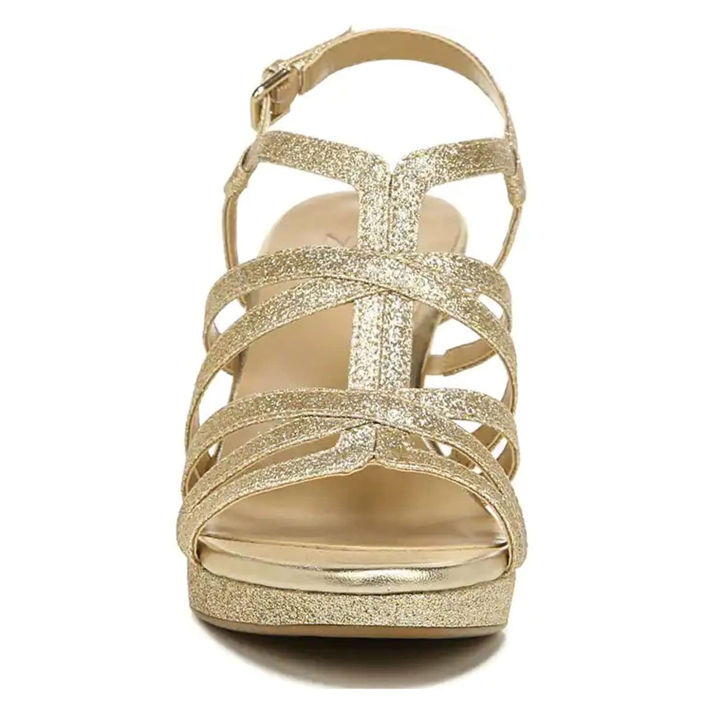 Naturalizer Women's Baylor Strappy High Heel Sandal, Gold Glitter, 11