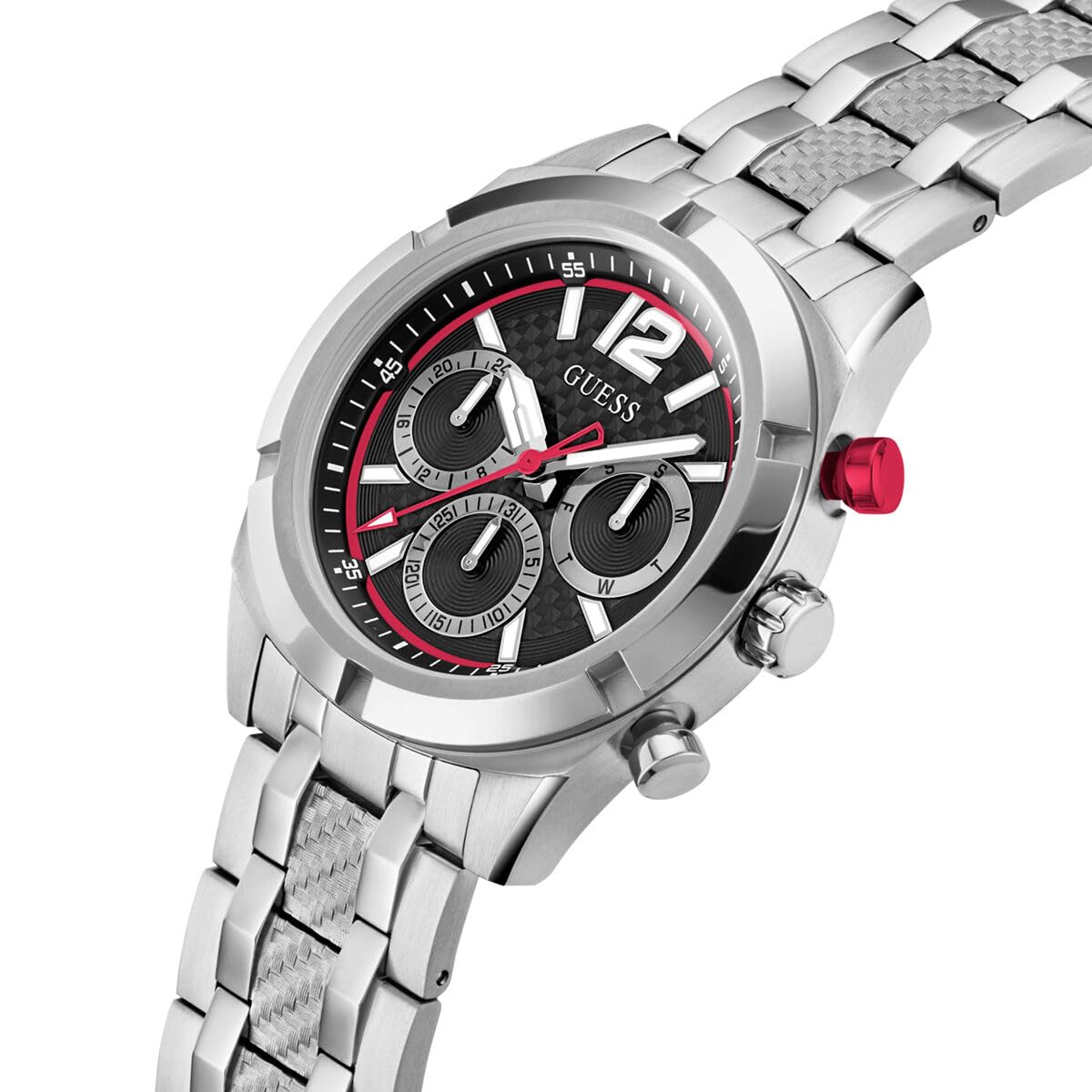 GUESS Stainless Steel Men Black Round Dial Analogue Watch- Gw0714G1, Band Color-Silver