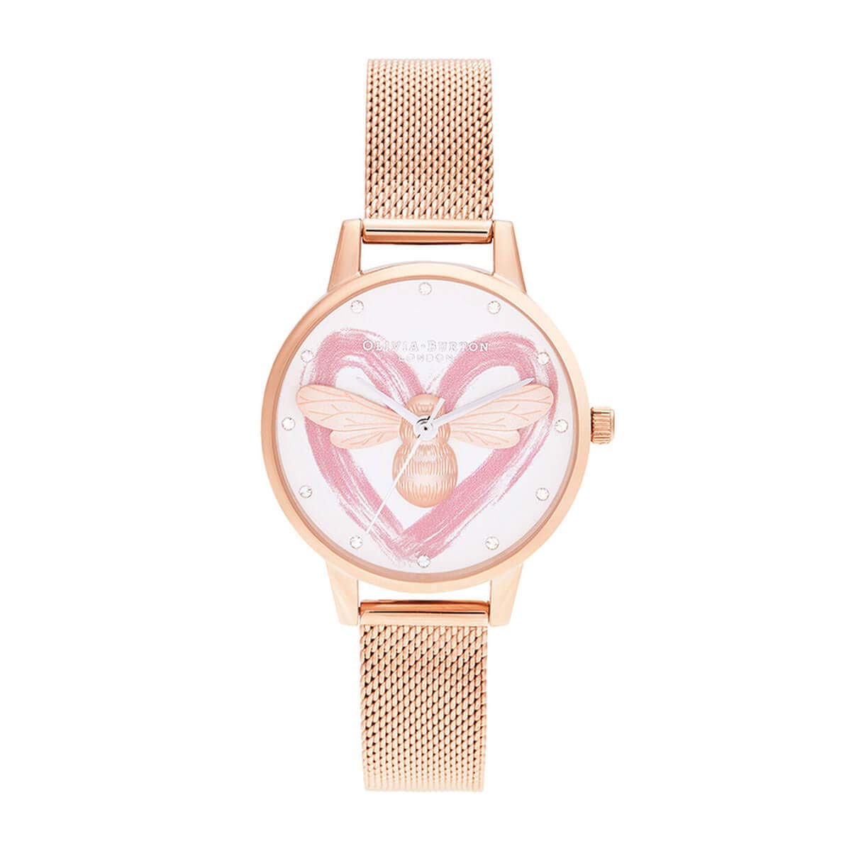 Olivia Burton You Have My Heart Analog White & BEE & Stone Dial Women's Watch-OB16FB01