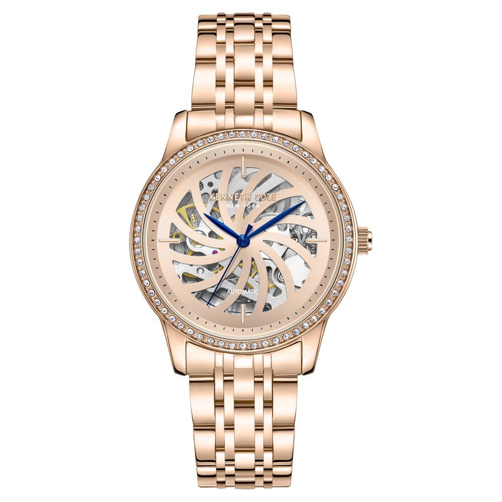 Kenneth Cole Automatic Rose Gold dial Metal Strap Watch for Women-KCWLL0016602LD