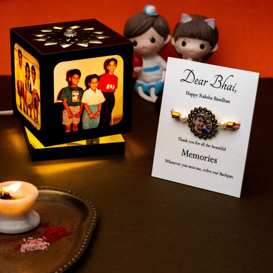 ZOCI VOCI Anniversary Gift - Nostalgia Flora - Rotating Photo Lamp (Rakhi Combo)