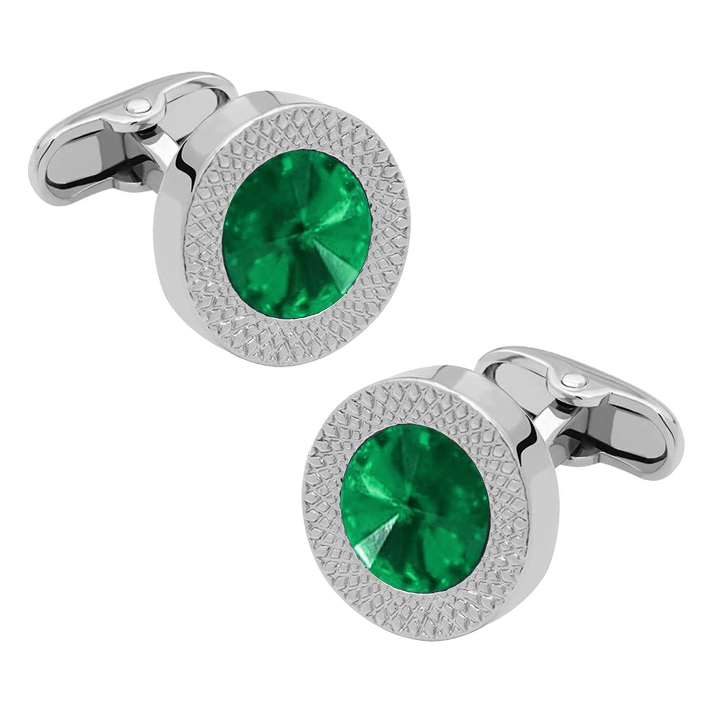 Peora Green Silver Two Tone Cufflinks Set Stylish Accessories for Men & Boys Wedding Business Gift (PX9CL96GRN)
