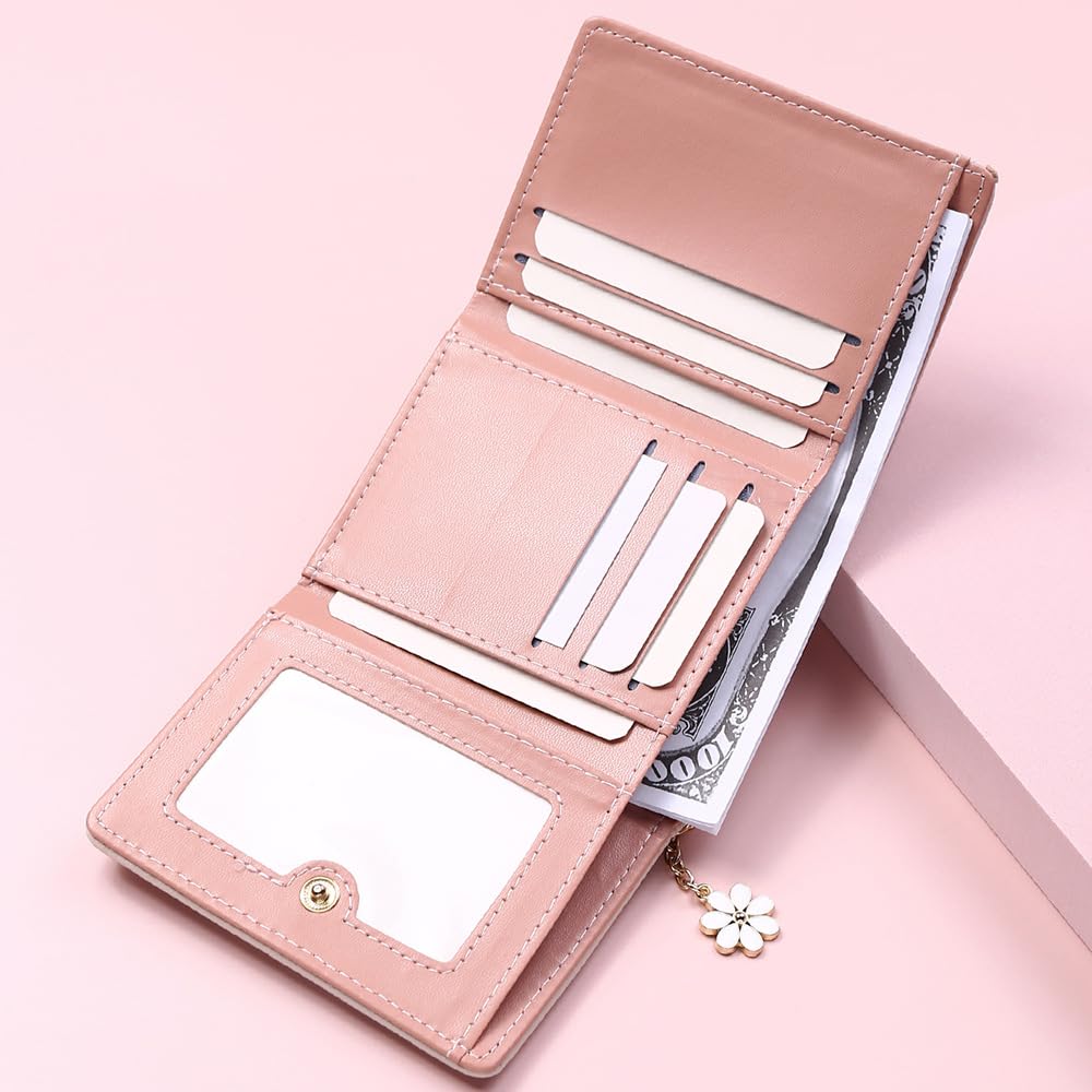 Alexvyan Hello Small Tri-Fold Women's Purse Wallet Card Organizer Female Hand Purse Clutch Women/Ladies/Girls Wallets 5 Card Holder 1 Long & 1 Small Pocket (Off White)