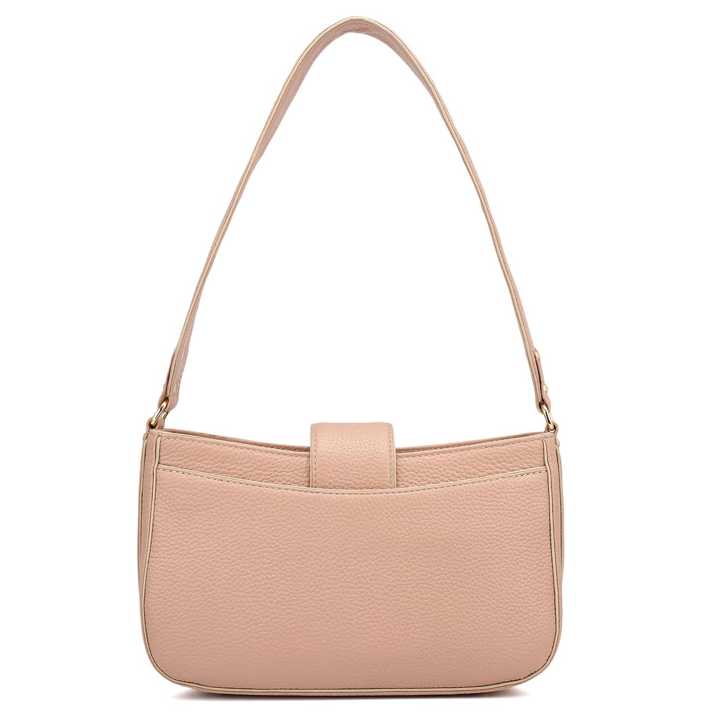 Da Milano Women's Leather Shoulder Bag – Pink | Genuine Leather Handbag with Gold Hardware, Broad Shoulder Strap & Secure Clasp Lock | Elegant Everyday Purse