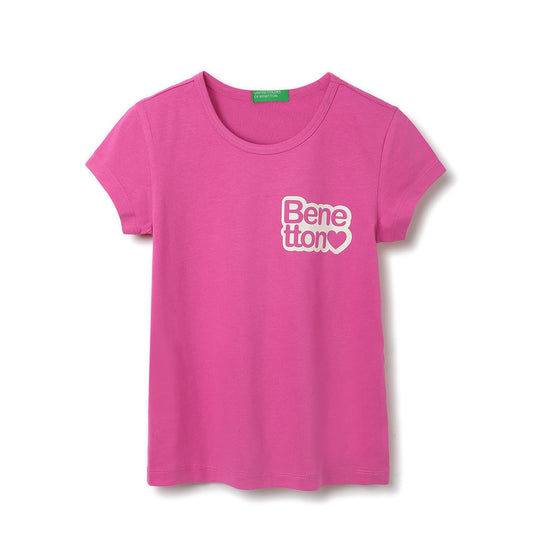 United Colors of Benetton Kidz Regular Fit T-Shirt (24A3096CEPP1IRR1_Pink