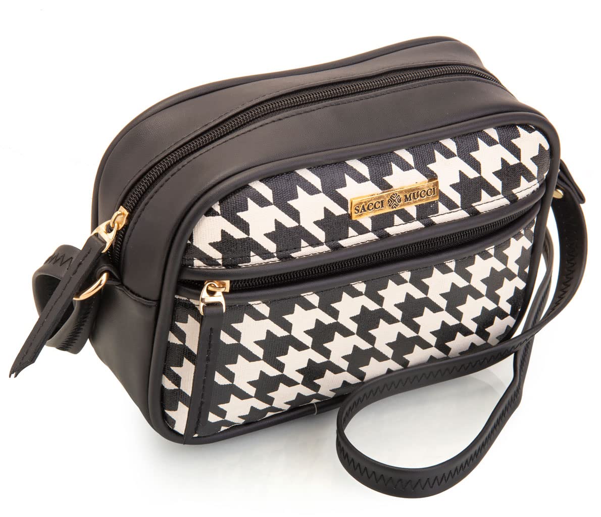 SACCI MUCCI Women's Boxy Sling/Cross-body Bag - Side Bags for Mobile Phones and Wallets (SM2-06 Houndstooth)