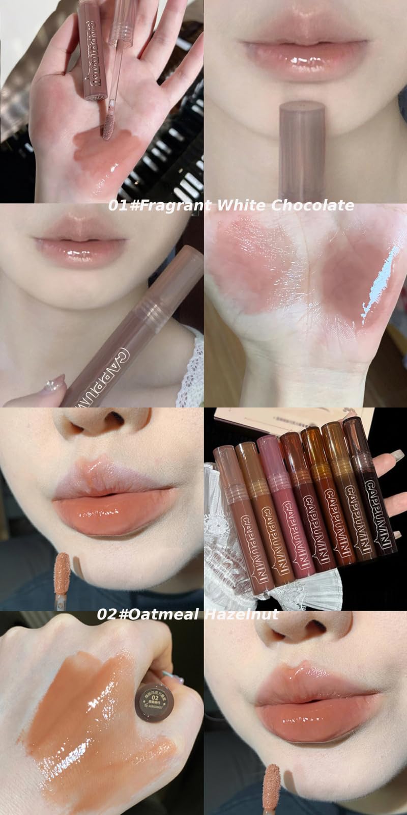 Cappuvini Chocolate Lip Gloss | Nude Dream Lipstick Collection | Lip Moisturizer and Color in One Product Nude Dream Shades from Light Pink to Dark Brown | Perfect for Korean Style Makeup Looks | Lightweight Texture Liquid Lipstick | Long-Lasting Lip Glaz
