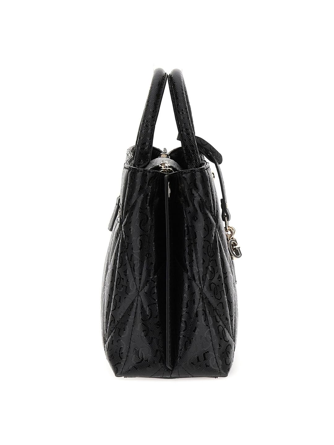 GUESS Black Quilted Aldina Girlfriend Satchel Bag