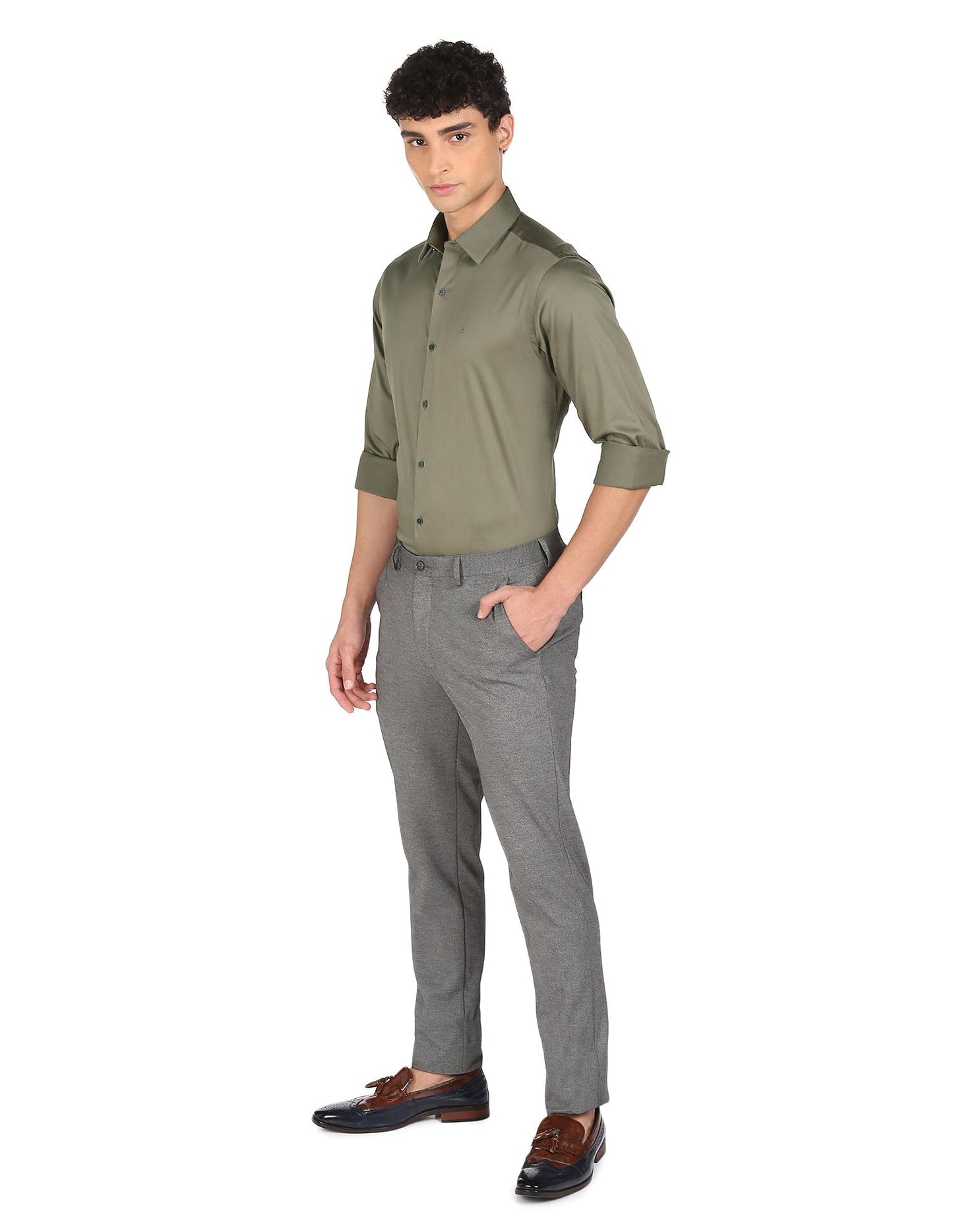 Arrow Men's Solid Regular Fit Shirt (Green) - SaumyasStore