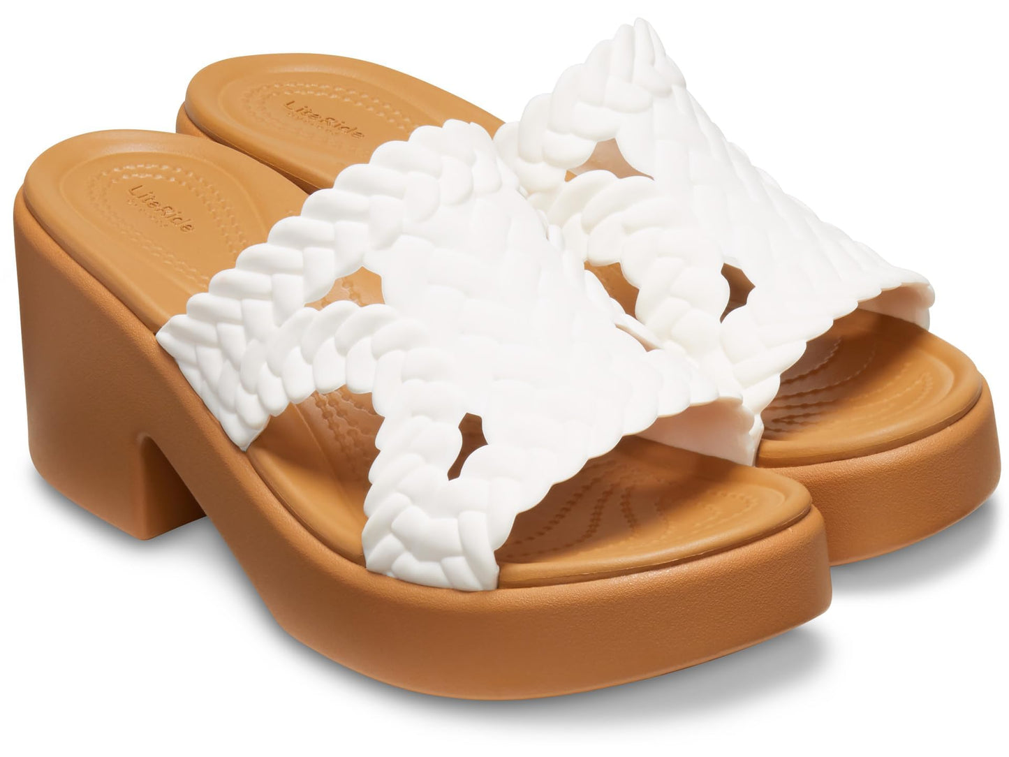 Crocs Women's Brooklyn Heels Heeled Sandal, Chalk Woven, 6