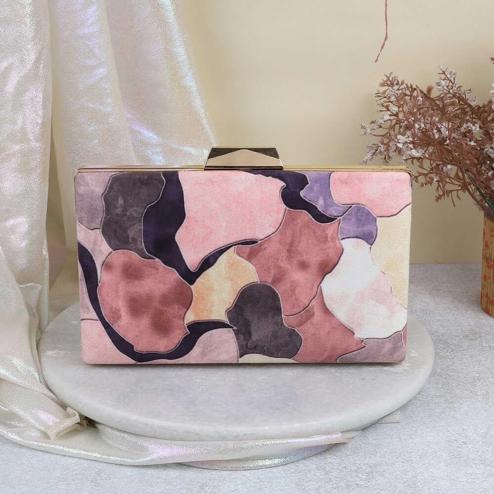 Mochi Women's Peach Fashionable Faux Leather Party Clutch (38-148)