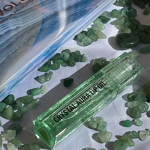 Makeup Revolution Crystal Aura Lip Oil Aventurine | Hydrating and conditioning formula |infused with hyaluronic acid and vitamin E oil |Clear high shine formula including pink crystals|2.5ml