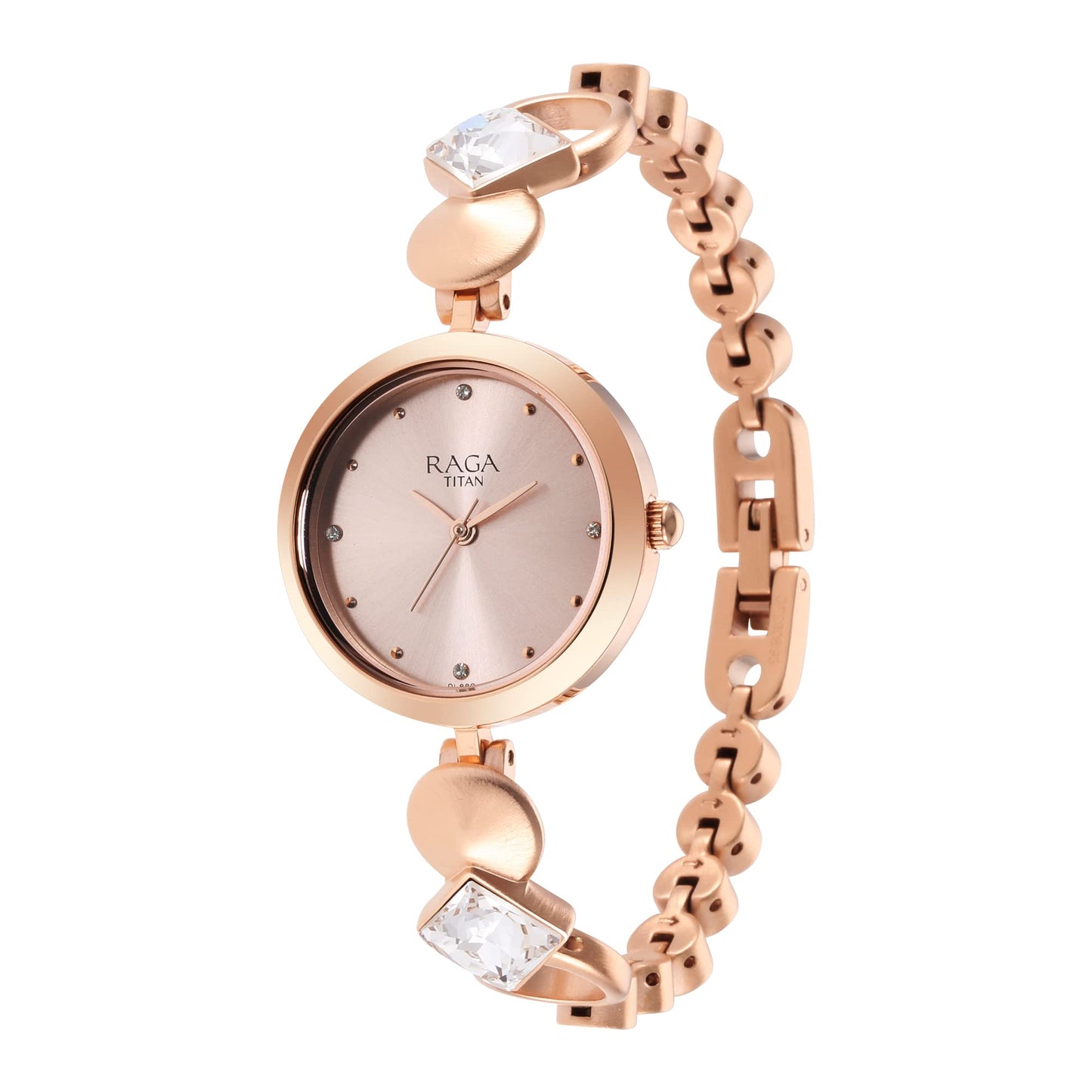 Titan Raga Love All Quartz Analog Pink Dial Rose Gold Metal Strap Watch for Women - NT2606WM10