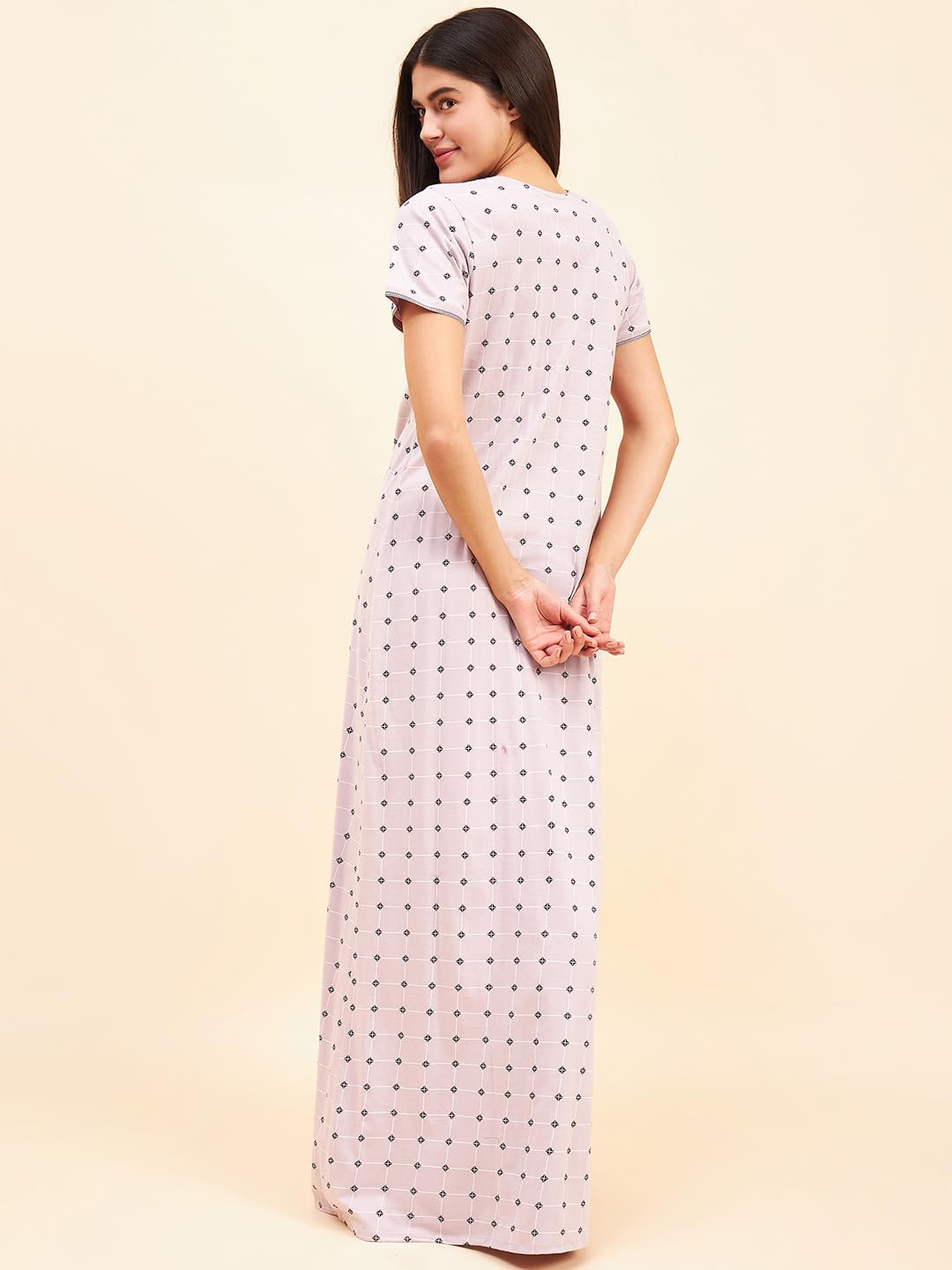 Sweet Dreams Women Printed Half Sleeves Night Dress Rose