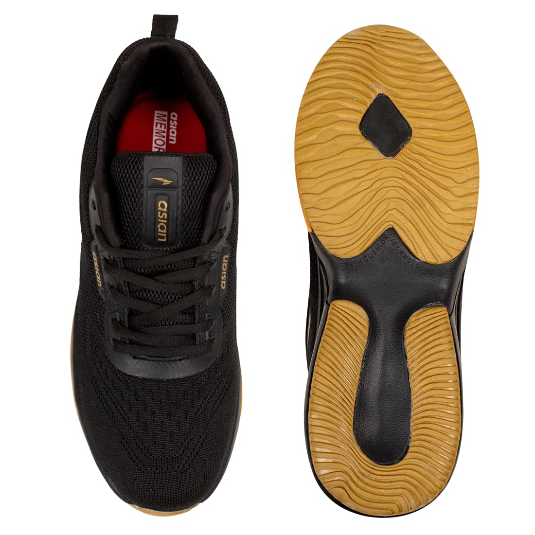 ASIAN Oxygen-01 Men’s Running Shoes | Lightweight Running Shoes | Breathable Mesh, Cushion Comfort, Ideal for Daily Casual Use Black