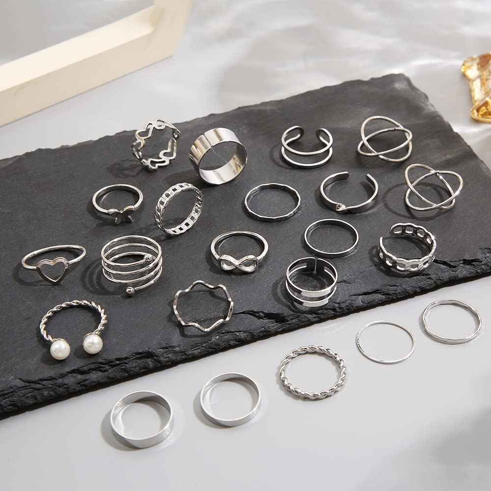 Shining Diva Fashion 44 pcs Combo Gold and Silver Plated Rings for Women and Girls (cmb300) Valentine Gift for Girlfriend