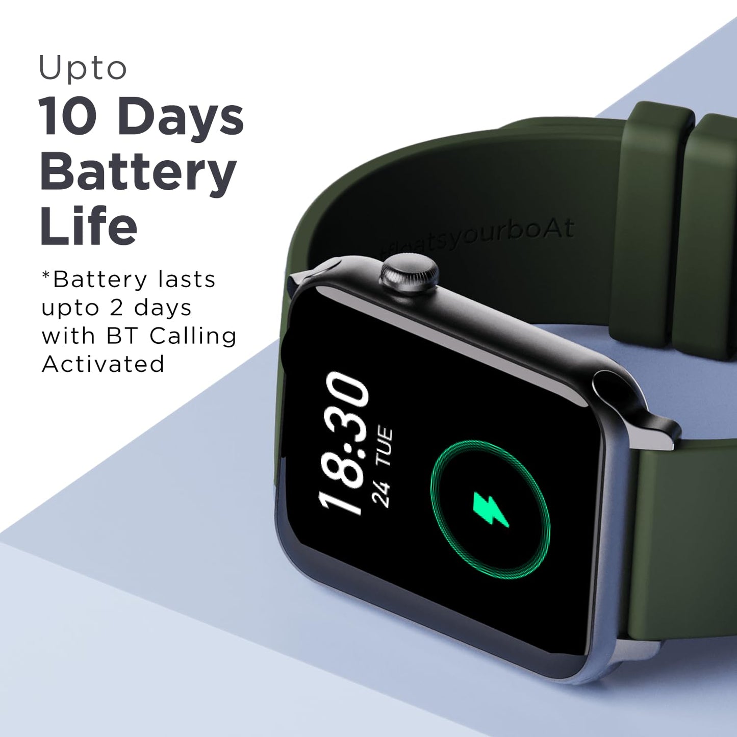 boAt Wave Call Smart Watch w/Bluetooth Calling, 1.69" (4.2 cm) HD Display w/ 550 NITS & 70% Color Gamut, 150+ Watch Faces, Multi-Sport Modes,HR,SpO2, IP68(Forest Green)