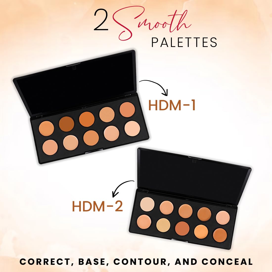 Coloressence HD Makeup Base Contour Face Palette, Long Lasting Weightless Highlighter Waterproof Satin Finish Concealer, Hides Blemishes, Dark Spots & Acne Marks - HDM-I