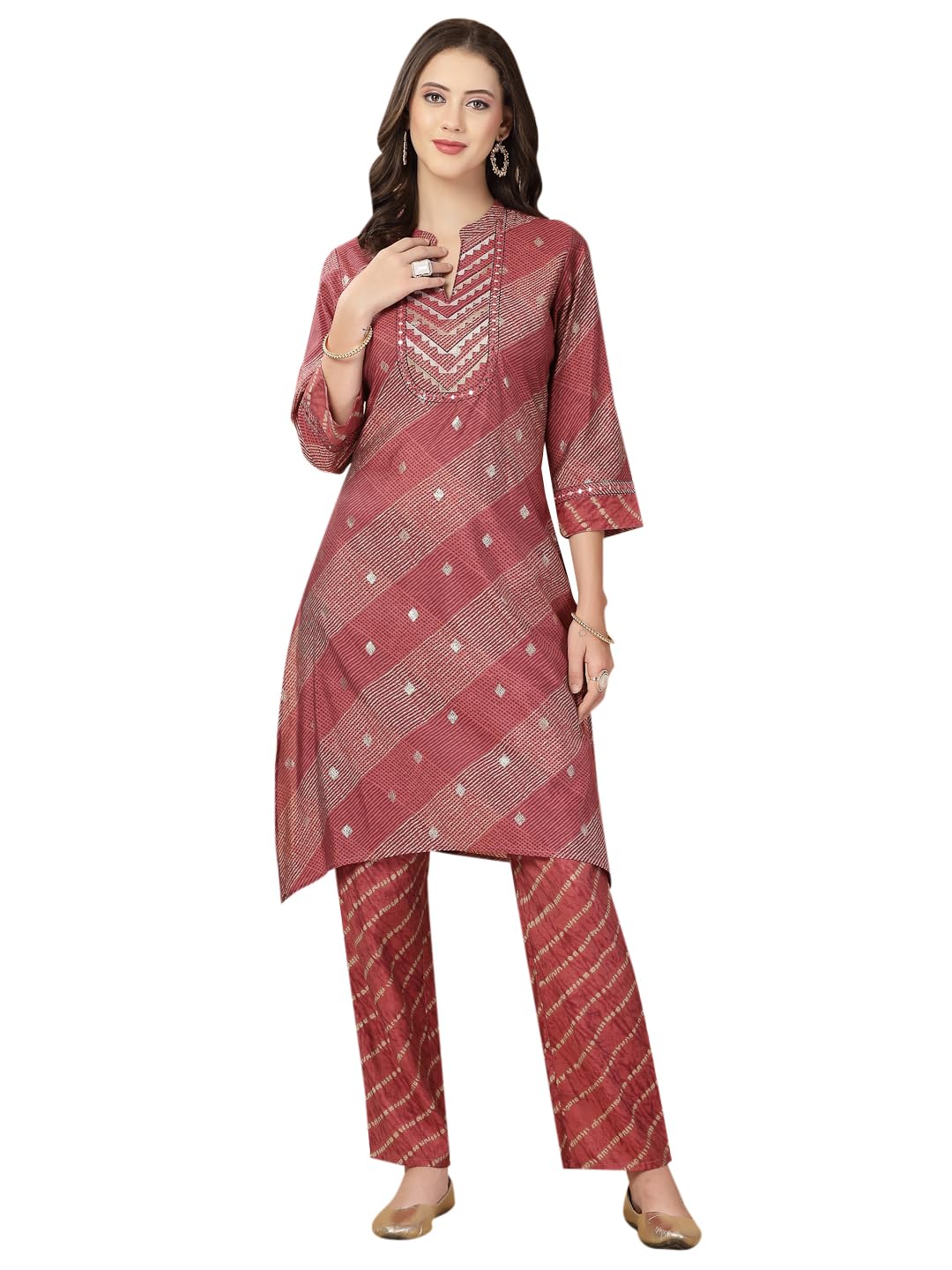 Nayam By Lakshita Abstract Printed Modal Chanderi Kurta and Palazzo Set for Women