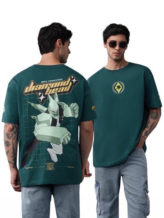 The Souled Store Ben 10: Men and Boys Short Sleeves Round Neck Drop Shoulder Casual Streetwear Trendy Cartoon Cotton Oversized T-Shirt