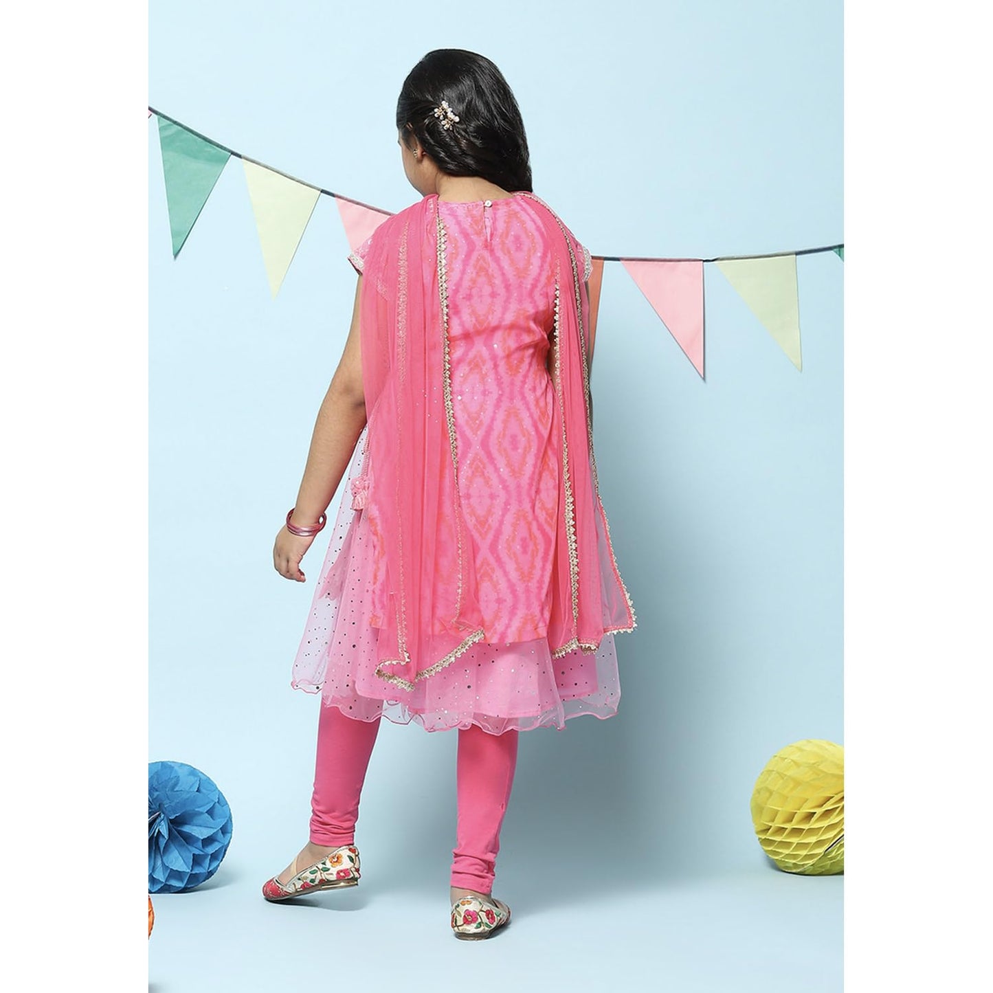 Biba Girls PRINTED A_LINE KID(KW5385_PINK_13)