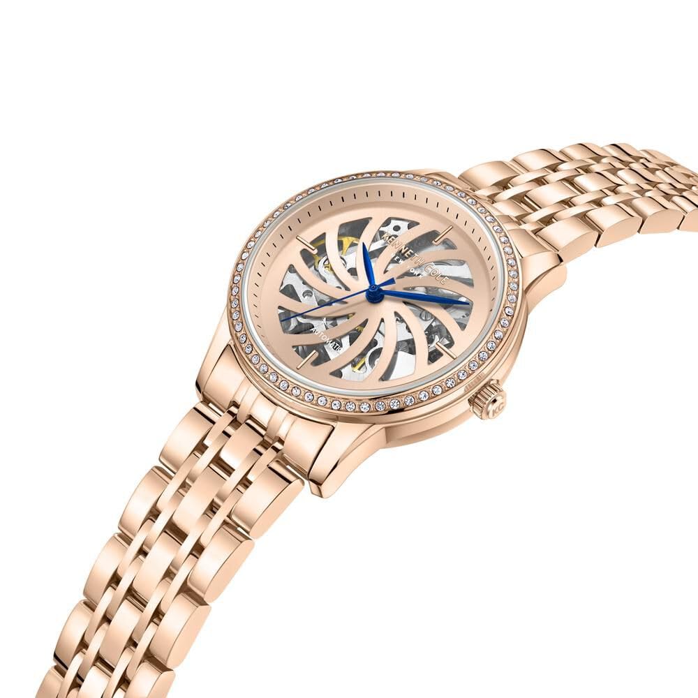 Kenneth Cole Automatic Rose Gold dial Metal Strap Watch for Women-KCWLL0016602LD
