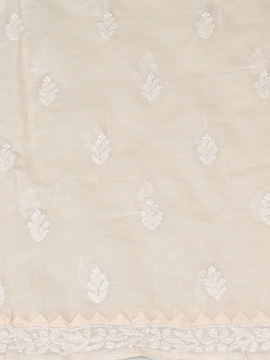 Ada Hand Embroidered Lucknowi Chikankari Unstitched Cotton Dress Material Suit Piece with Dupatta for Women 01A871559 Peach