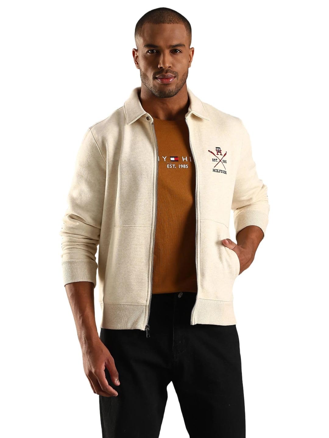 Embroidered Logo Regular Fit Cotton Jacket