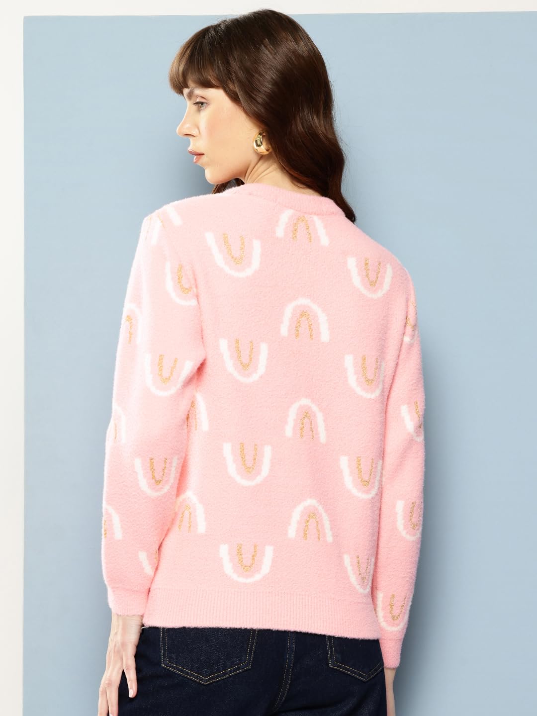 Aarika Womens Winter Wear Peach Colour Embellished Woolen Sweater-(S-L)-(TP-W-WL-MD-09-PEACH-S)