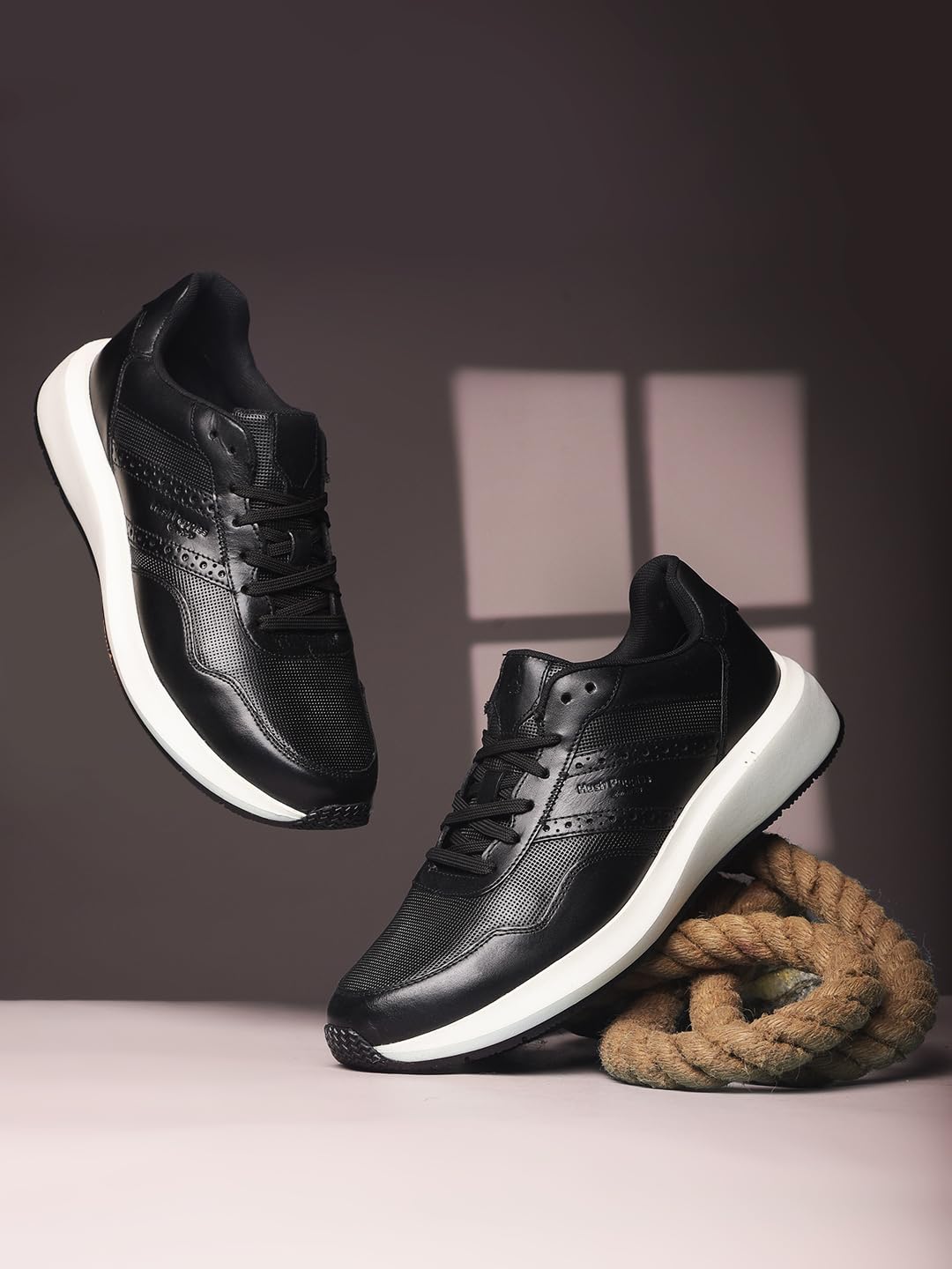 Hush Puppies Men's Casual Leather Shoes Black (10 UK)