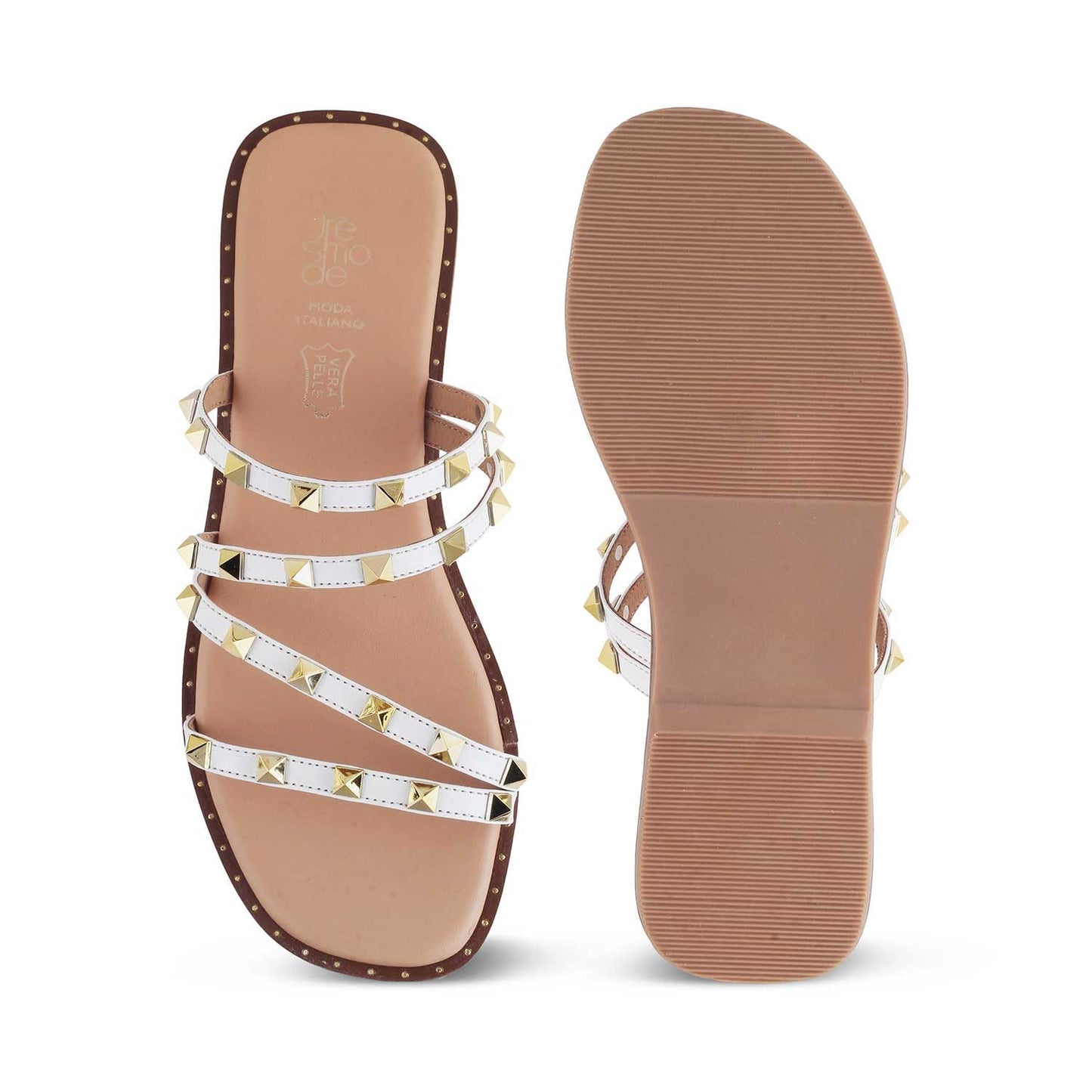 tresmode RIV Women's Flats Sandals White, 8 UK / 41 EU - Ladies Dress Footwear Soft Comfortable