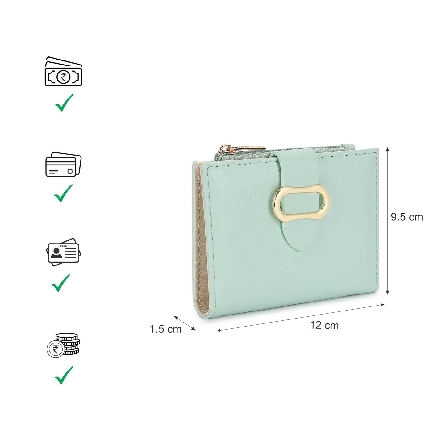 Fastrack Women's Buckle Flap Two-Fold Wallet | Multiple Card Slots, Cash Slots, Zip Coin Pocket, Buckle Design Flap | Stylish & Secure | 6 Months Warranty