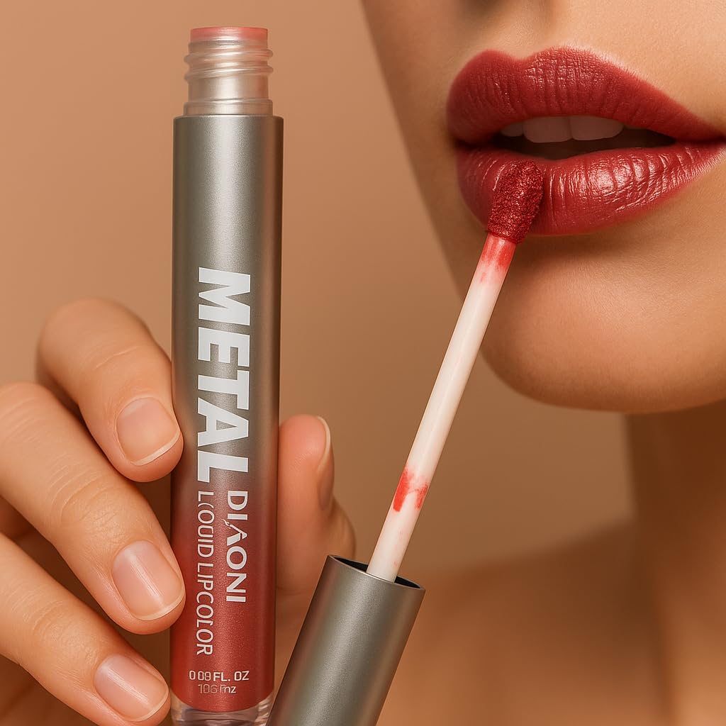 MEGAGA USA Metal Diaoni Liquid Lip Color – Rich Pigment, Metallic Gloss, Non-Drying Formula with All-Day Comfort Wear