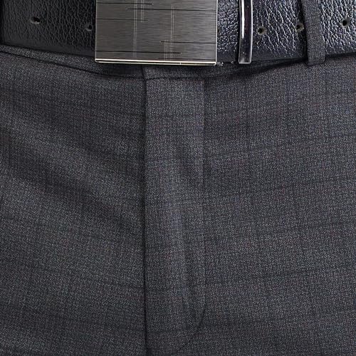 Raymond Men’s Slim Fit Formal Trousers, Poly Viscose Blend, Structure Pattern, Flat Front | Dark Green