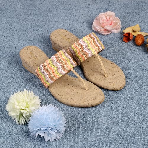 Mochi Women's Beige MuWomeni Open Casual - Wedges with Flat sole UK/7 EU/40(32-1475)