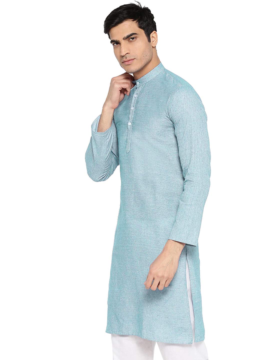 Vastraa Fusion Men's South Cotton Ragular Fit Kurta Pajama (VS1156D-36_Sky Blue_S)