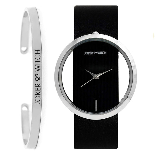 Joker & Witch Hope Black Analog Stainless Steel Watch Bracelet Set for Women